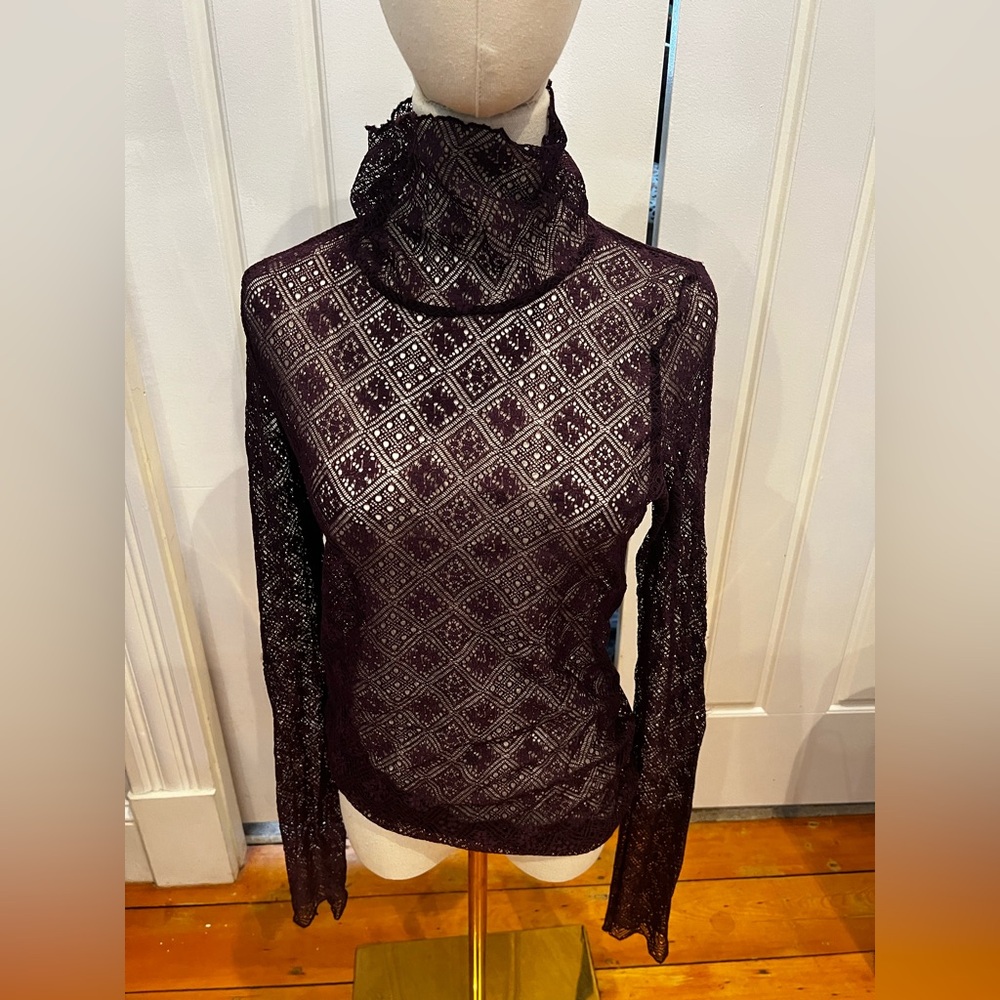 Free People Deep Purple lace top
